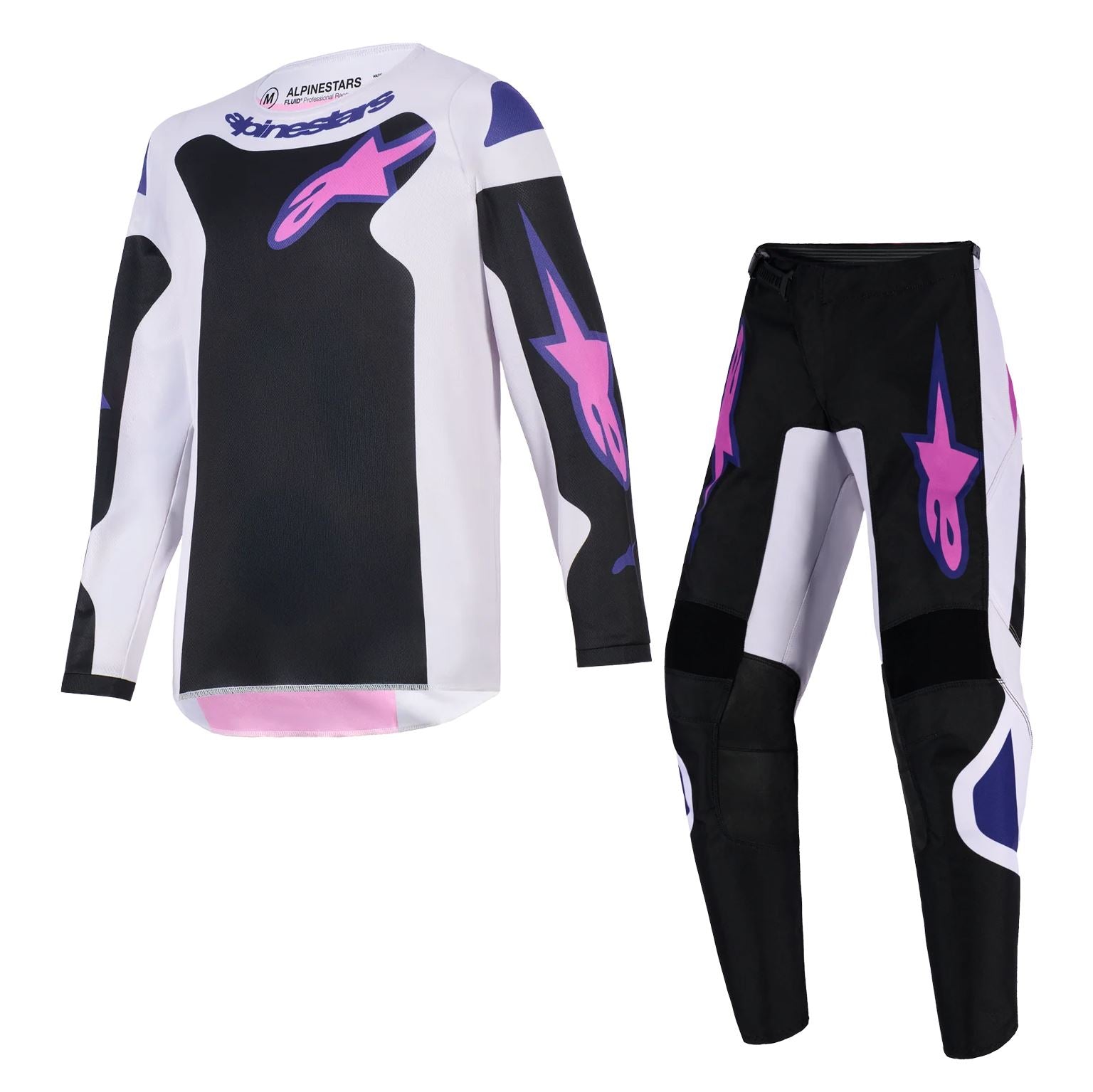 Alpinestars 2026 Youth Fluid Grid Motocross Combo Kit Black Light Grey Purple